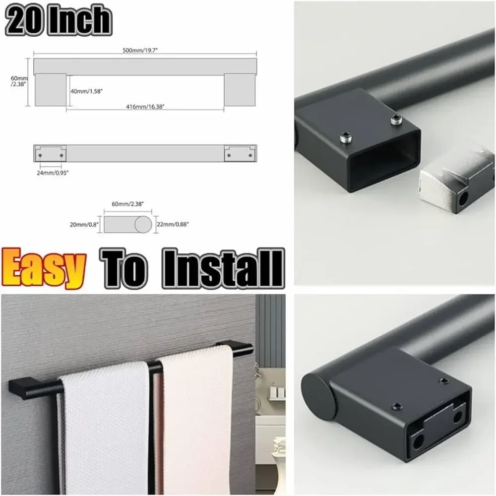 Alise Bath Towel Bar Black Towel Holder Towel 27.5” Long